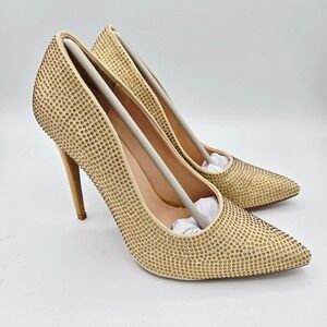 Lauren Lorraine Dori Bronze‎ Rhinestone Embellish Pointed Toe Stiletto Heels NEW